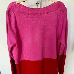 Hot pink and Red Metallic sweater/ tunic length